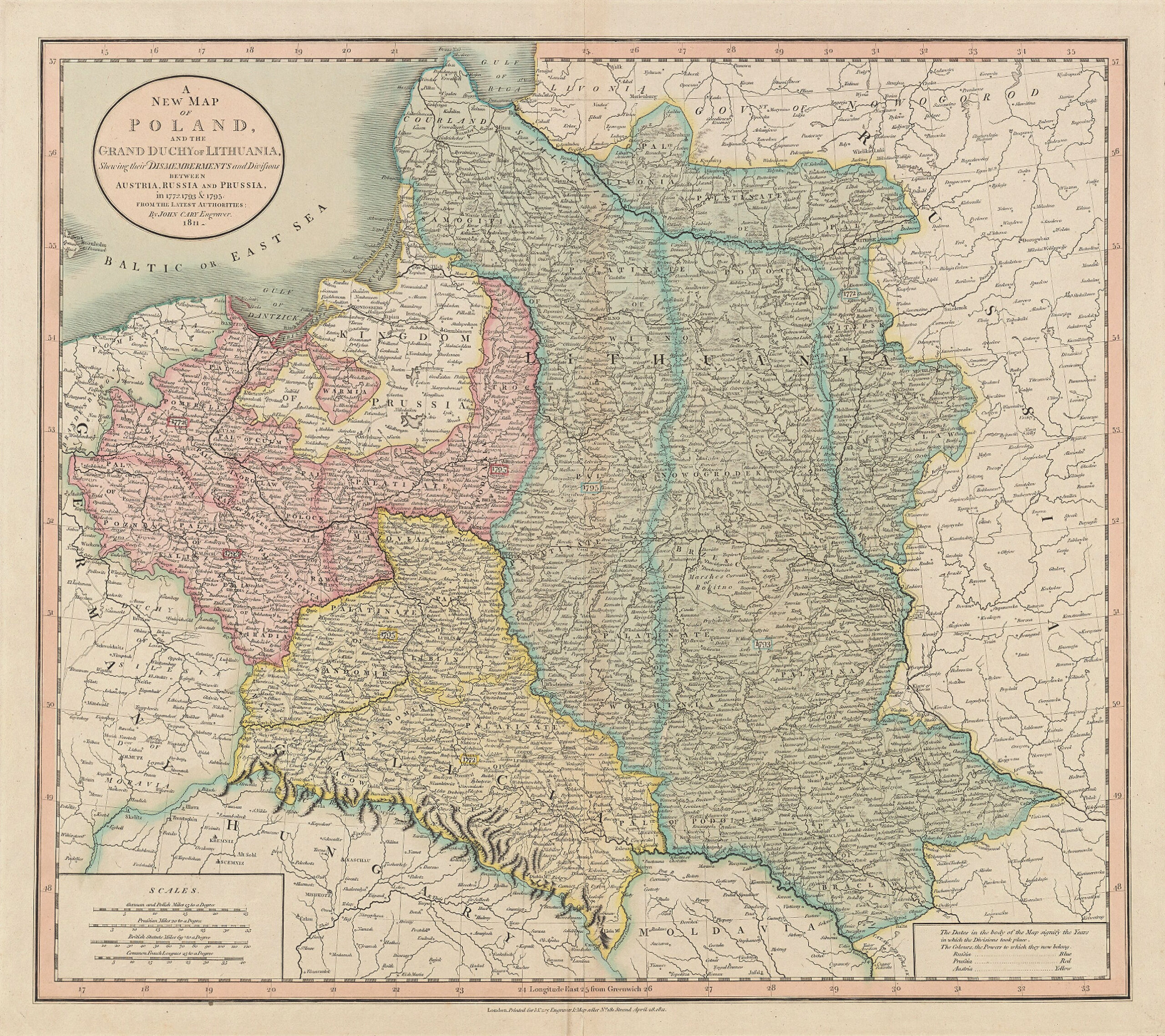 A New Map Of Poland And The Grand Duchy Of Lithuania Shewing Their