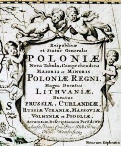 "REGNI POLONIÆ  et Dvcatus LITHVANIÆ, Voliniae, Podoliae, Vcraniae Prvssiæ et Cvrlandiæ..,"