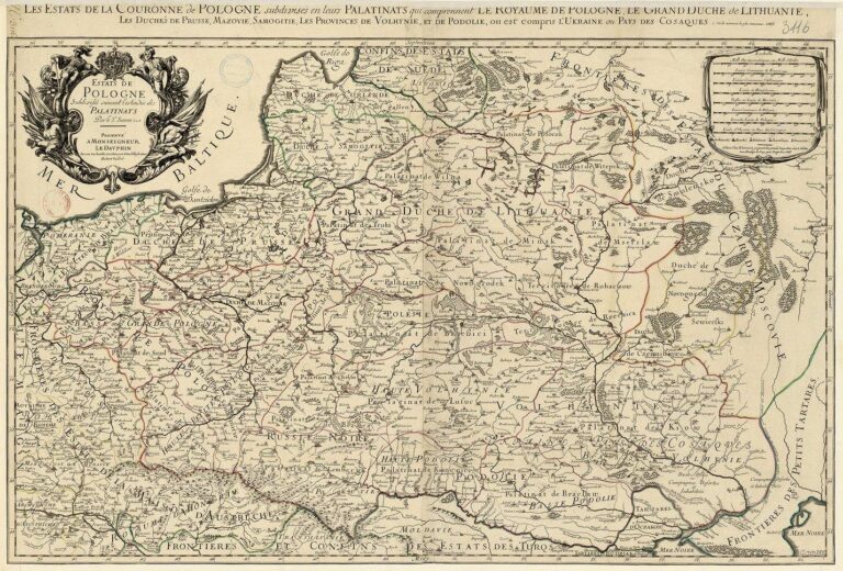 "Estats de La Couronne de Pologne: ou sont les Royaume de Pologne, Duchés et provinces de Prusse, Cuiavie, Mazovie, Russie Noire &c. Duchés de Lithuanie, Volhynie, Podolie &c. de L'Ukraine &c.”