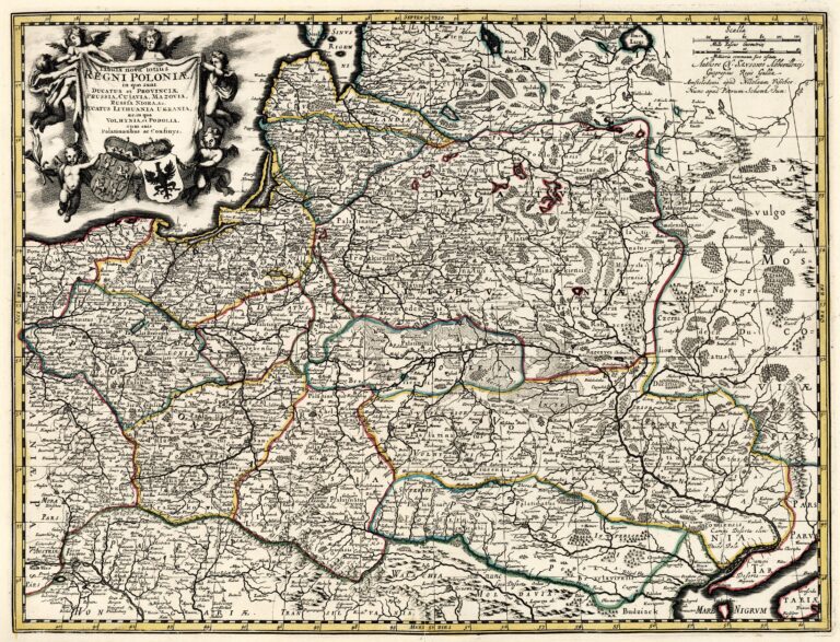 "Tabula Nova totius REGNI POLONIÆ in quo sunt DUCATUS et PROVINCIAE PRUSSIA, CUJAVIA, MAZOVIA, RUSSIA, NIGRA &c. DUCATUS LITHUANIA, UKRAINIA... VOLHYNIA et PODOLIA,"