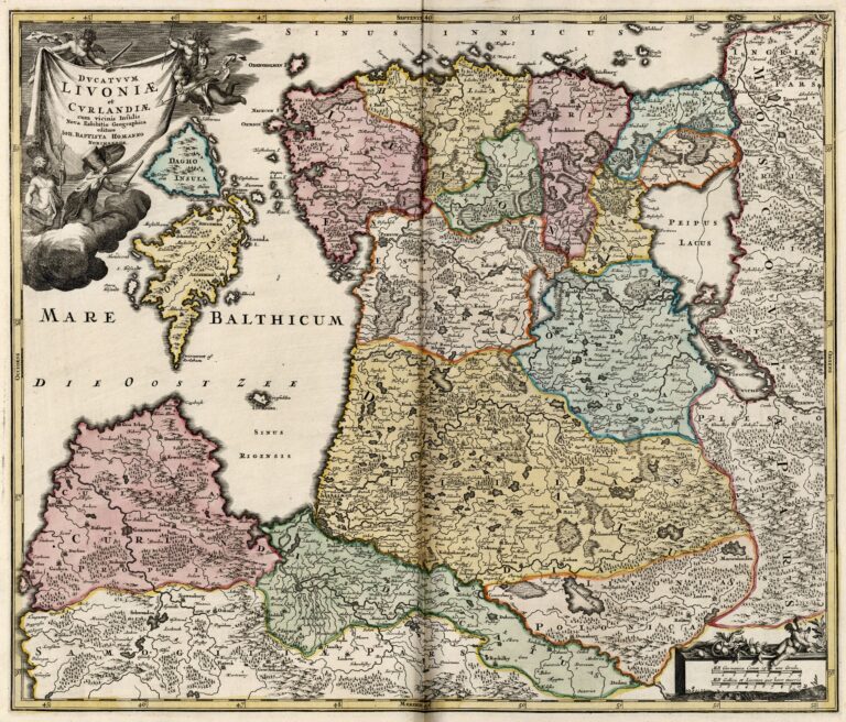 "Dvcatvvm LIVONIÆ et Cvrlandiӕ, cum vicinis Insulis Nova Exhibitio Geographica. Editore IOH Homanno, Norimburgӕ,"