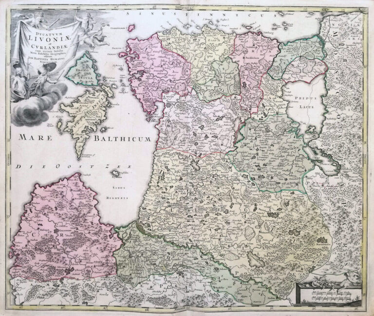 "Dvcatvvm LIVONIÆ et Cvrlandiӕ, cum vicinis Insulis Nova Exhibitio Geographica. Editore IOH Homanno, Norimburgӕ,"