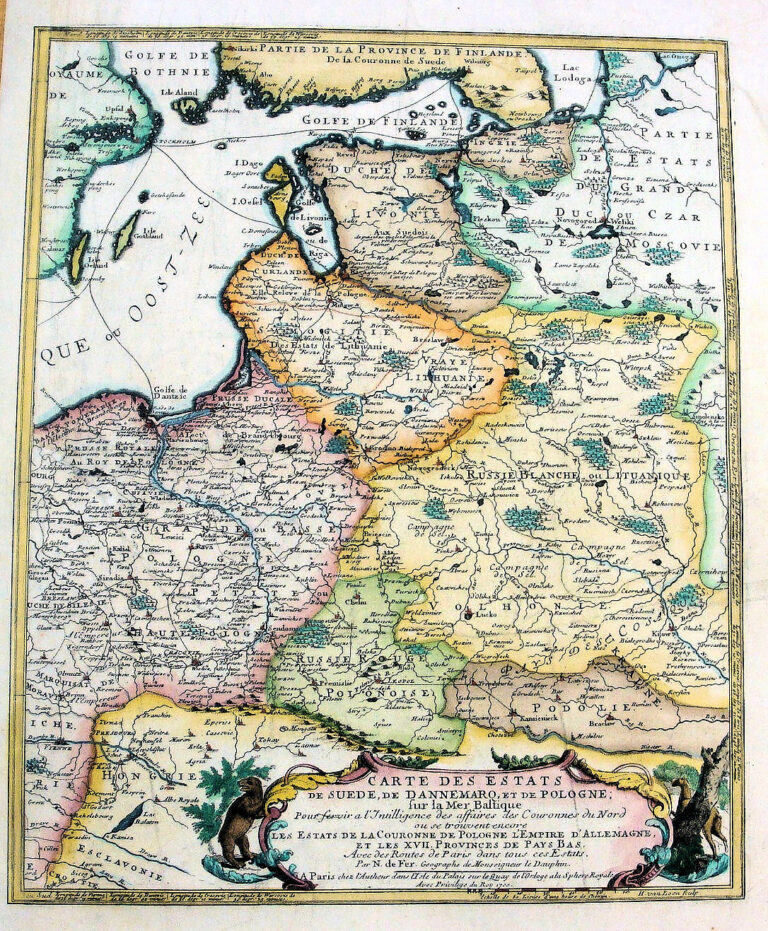 "Carte Des Estats De Suede, De Dannemarq, Et De Pologne sur la Mer Baltique [right cartouche]; Estats des Couronnes de Dannemark, Suede, et Pologne fur la Mer Baltique"