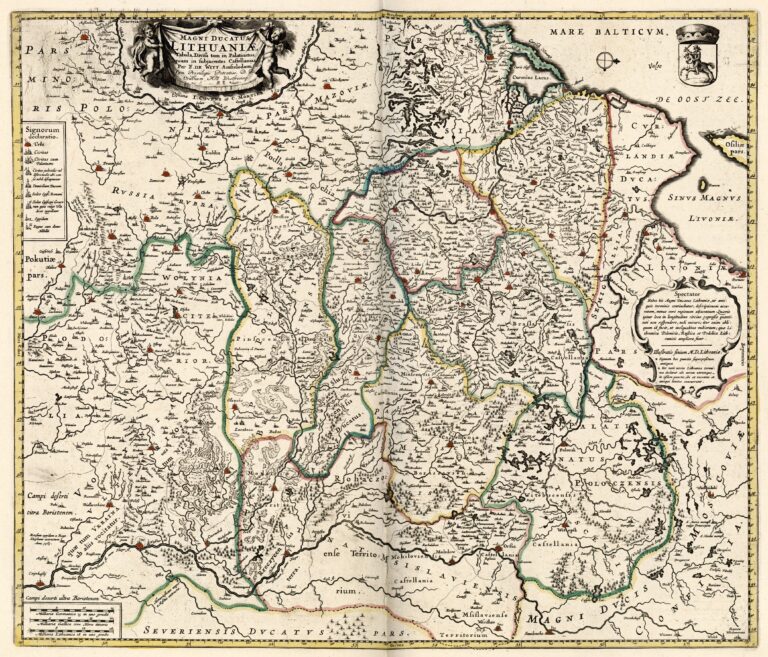"Magni Ducatus Lithuaniæ Tabula, Divisa tam in Palatinatus, quam in subjacentes Castellanias,"