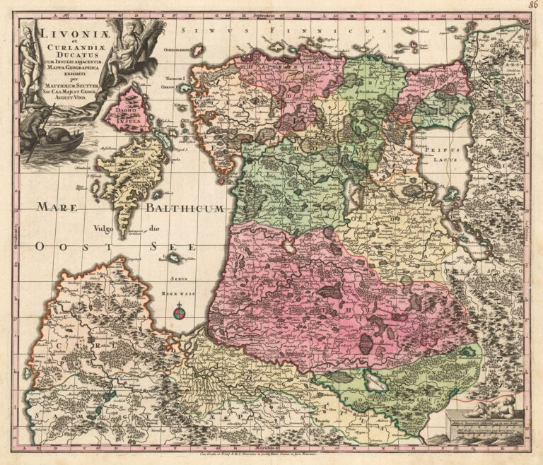 "Livoniæ et Curlandiæ Ducatus cum Insulis Adjcentib.  Mappa Geographica Exhibiti..,"