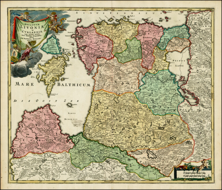 "Dvcatvvm LIVONIÆ et Cvrlandiӕ, cum vicinis Insulis Nova Exhibitio Geographica. Editore IOH Homanno, Norimburgӕ,"