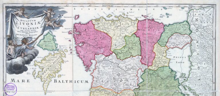 "DVCATVVM LIVONIÆ et CVRLANDIÆ cum vicinis Insulis.."  (upper part of the page)
