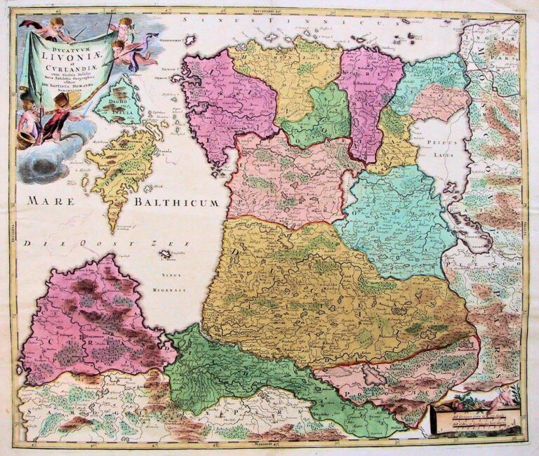 "Dvcatvvm LIVONIÆ et Cvrlandiӕ, cum vicinis Insulis Nova Exhibitio Geographica. Editore IOH Homanno, Norimburgӕ,"