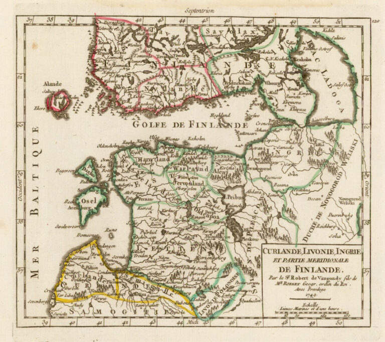 "Curlande, Livonie, Ingrie et Partie Meridionale de Finlande Par le Sr Robert de Vaugondy Fils de Mr Robert, Géog ord du Roi avec Privilege 1749,"