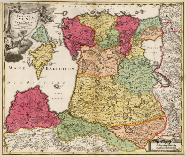 "Dvcatvvm LIVONIÆ et Cvrlandiӕ, cum vicinis Insulis Nova Exhibitio Geographica. Editore IOH Homanno, Norimburgӕ,"