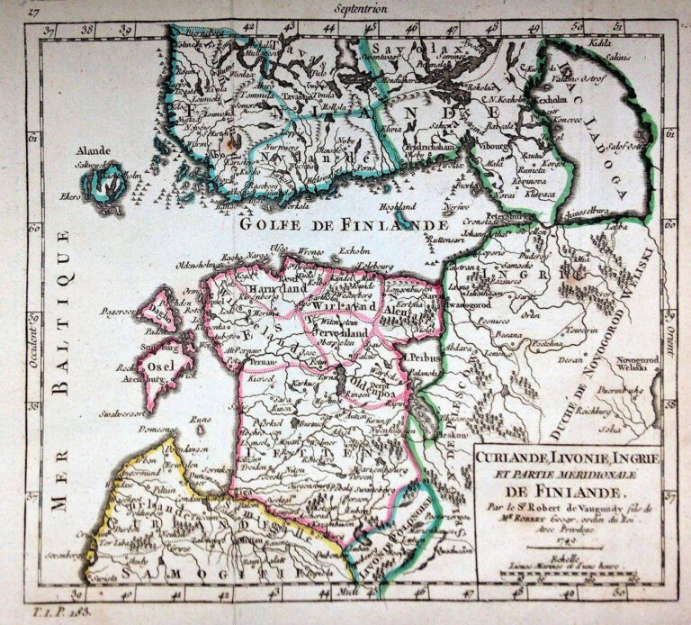 "Curlande, Livonie, Ingrie et Partie Meridionale de Finlande Par le Sr Robert de Vaugondy Fils de Mr Robert, Géog ord du Roi avec Privilege 1749,"