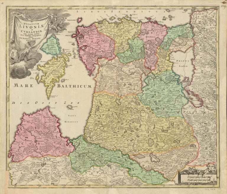 "Dvcatvvm LIVONIÆ et Cvrlandiӕ, cum vicinis Insulis Nova Exhibitio Geographica. Editore IOH Homanno, Norimburgӕ,"