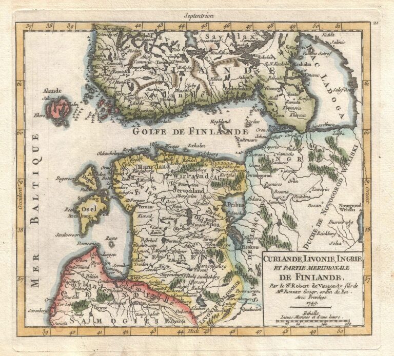 "Curlande, Livonie, Ingrie et Partie Meridionale de Finlande Par le Sr Robert de Vaugondy Fils de Mr Robert, Géog ord du Roi avec Privilege 1749,"