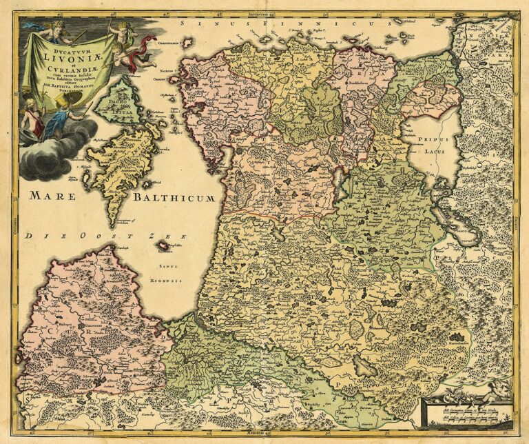 "Dvcatvvm LIVONIÆ et Cvrlandiӕ, cum vicinis Insulis Nova Exhibitio Geographica. Editore IOH Homanno, Norimburgӕ,"