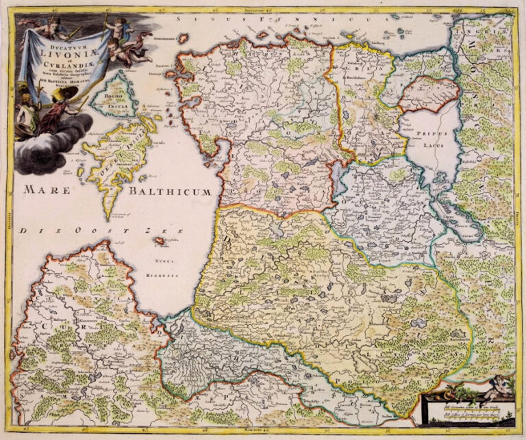 "Dvcatvvm LIVONIÆ et Cvrlandiӕ, cum vicinis Insulis Nova Exhibitio Geographica. Editore IOH Homanno, Norimburgӕ,"