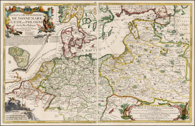 "Carte Des Estats De Suede, De Dannemarq, Et De Pologne sur la Mer Baltique [right cartouche]; Estats des Couronnes de Dannemark, Suede, et Pologne fur la Mer Baltique"