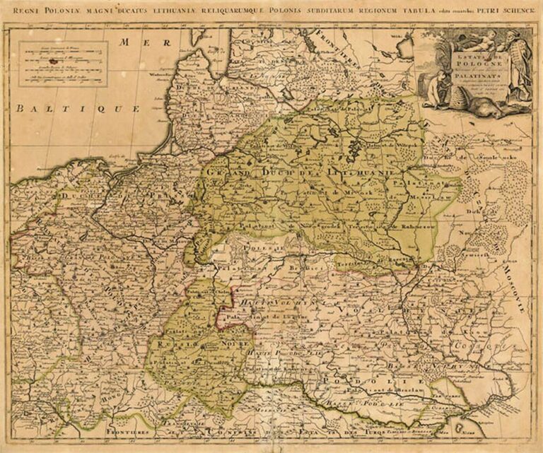 "Estats de Pologne Subdiveses suivant l'estendue des Palatinats."