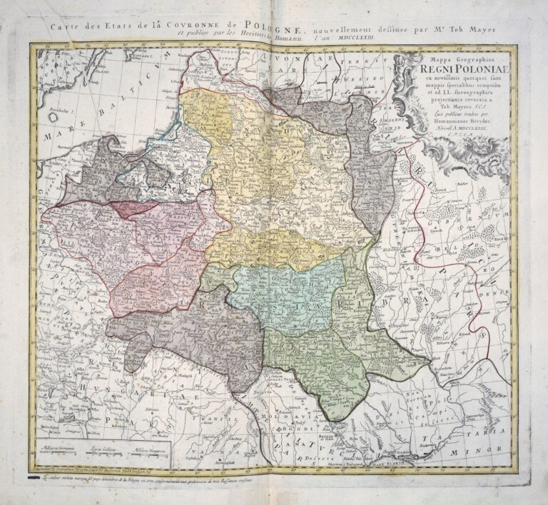 "Mappa Geographica Regni Poloniae ex novissimis quot quot sunt mappis specialibus composita et ad L.L. stereographica projectionis / revocata a Tob. Mayero, S.C.S..."