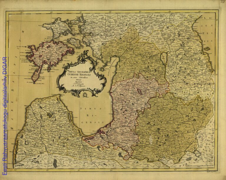 "Tabula Geographica   Gubernii Rigensis in suos circulos Divisi,"