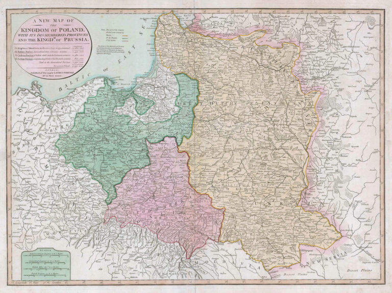 "A New Map of The Kingdom of Poland With its Dismembered Provinces, and the Kingd. of Prussia,"