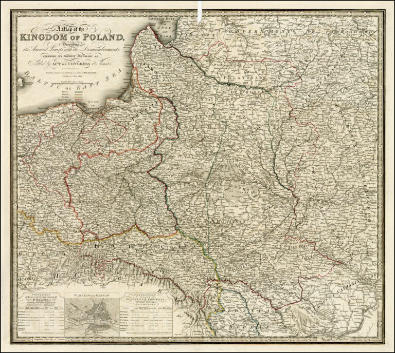 "A Map of the KINGDOM OF POLAND, Describing its Ancient Limits with the Dismemberments ..."