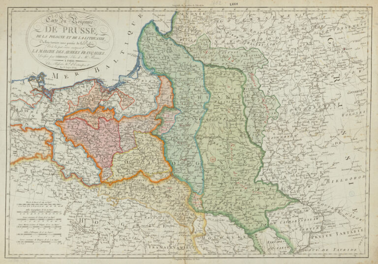"Carte du royaume de Prusse, de la Pologne et de la Lithuanie où l'on peut suivre exactement la marche des Armées Françaises,"