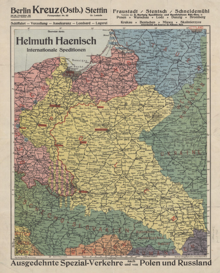 "Ausgedehnte Spezial-Verkehre nach und von Polen und Russland, Überreicht durch Helmuth Haenisch,"