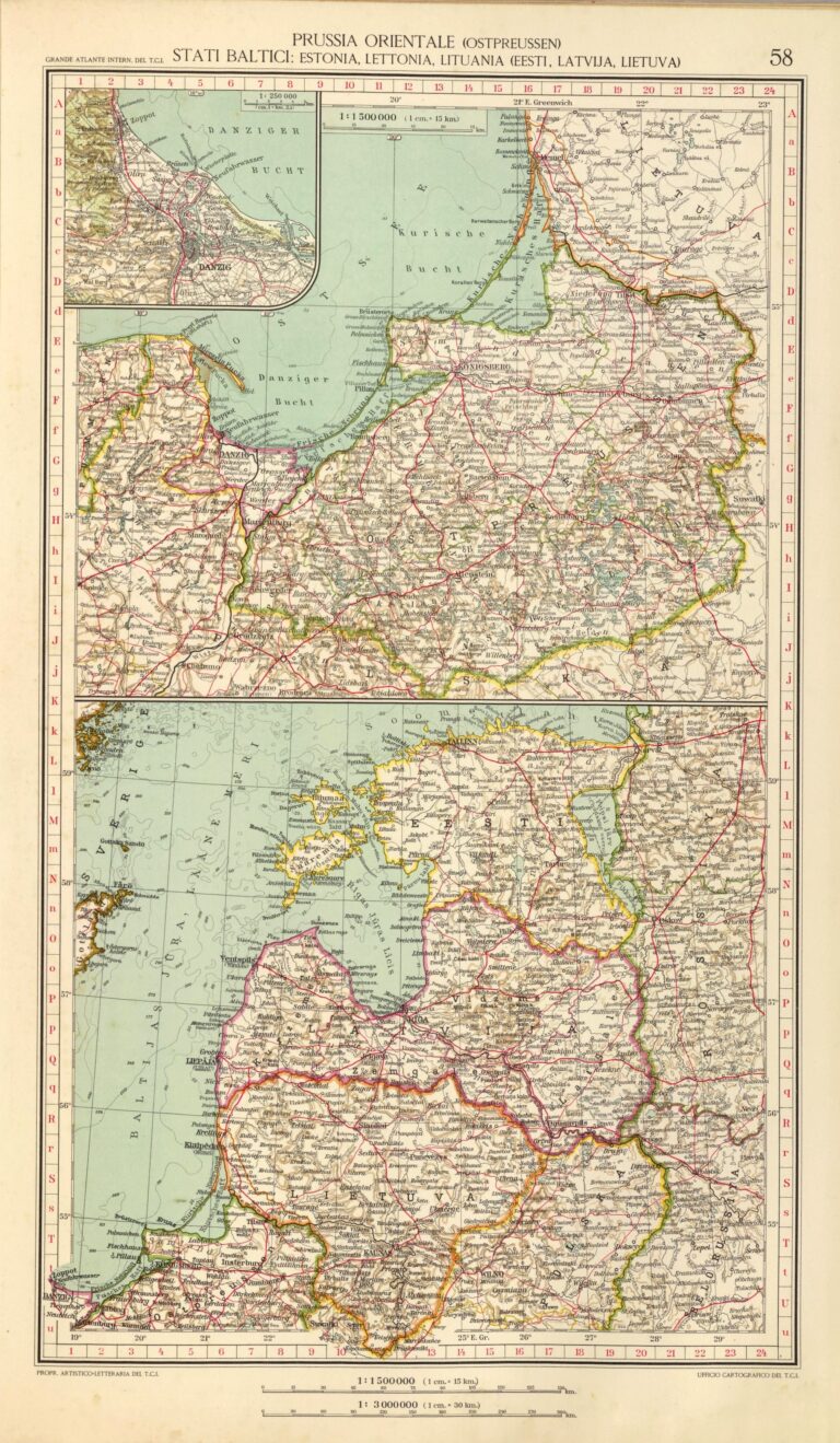 "Prussia orientale, Ost-preussen. Stati Baltici: Estonia, Lettonia, Lituania, Eesti, Lavtija, Lietuva,"