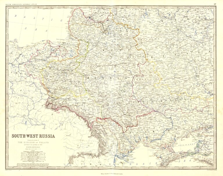 "SOUTH-WEST RUSSIA Showing the extent of the KINGDOM OF POLAND previous to the partition in 1772...,"