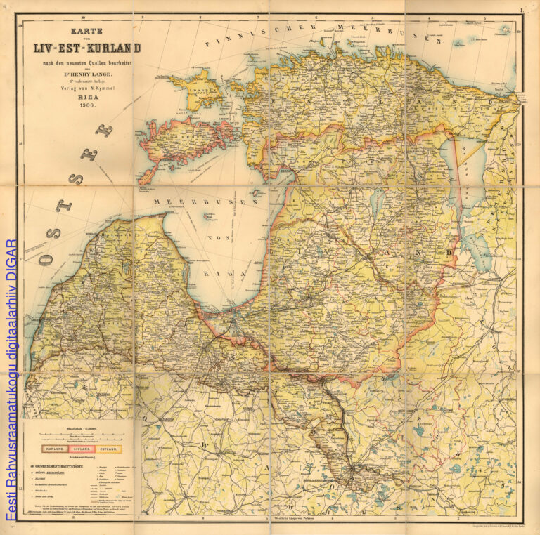 "Karte von Liv - Est - Kurland nach den neuesten Quellen bearbeitet ...5te verbesserte Auflage (5th improved edition),"