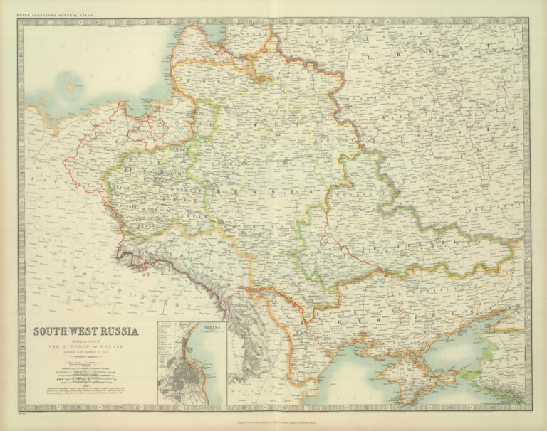 "South-West Russia (with) Odessa. Showing the Extent of the Kingdom of Poland prior to its partition in 1772,"