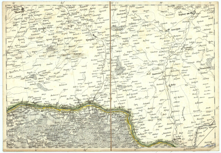 F1 Rosienie (Raseiniai).  "Ubersichtsblatt zu G.D. REYMANN'S topographischer Special-Karte von CENTRAL EUROPA."