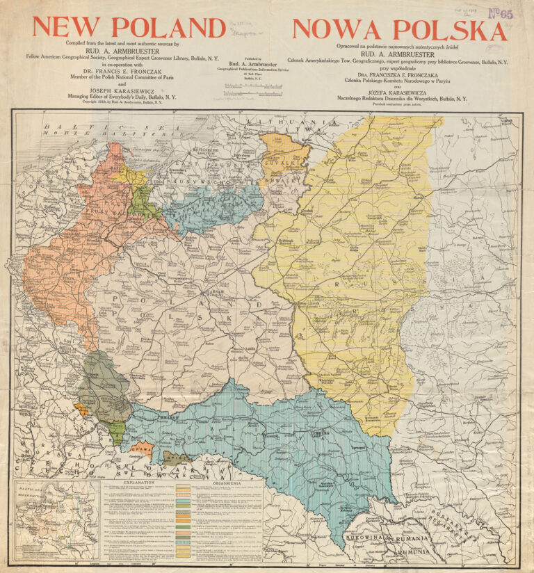 "NEW POLAND, Compiled from the latest and most authentic sources by Rudolph A. Armbruester Fellow American Geographical Society, Geographical Expert Grosvenor Library, Buffalo, N.Y."