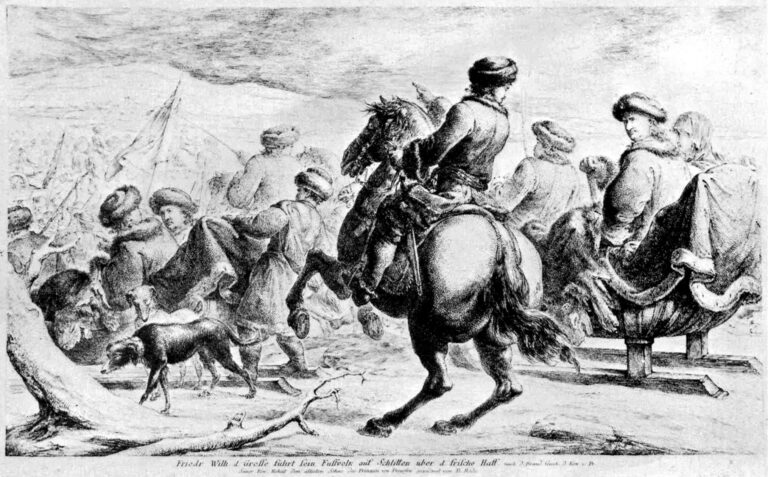 "Frederick William the Great Leading His Infantry on Sleds across the Curonian Lagoon."