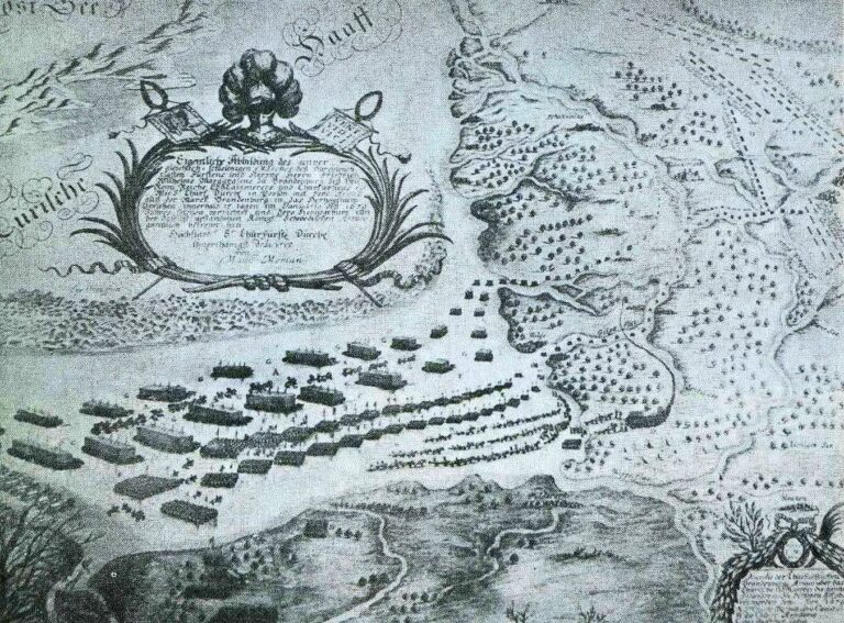 "The march of the Brandenburg army  in 1679 during the transition across the Curonian lagoon."