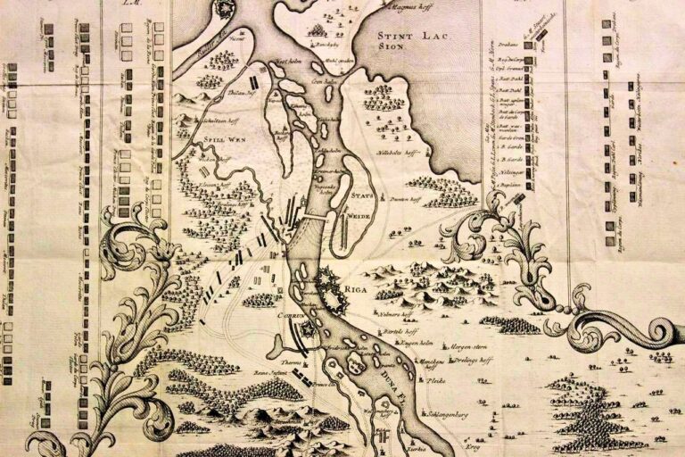 "Map over the Duna, and the glorious descent of Charles XII and the Victory against the Saxons July 9, 1701"