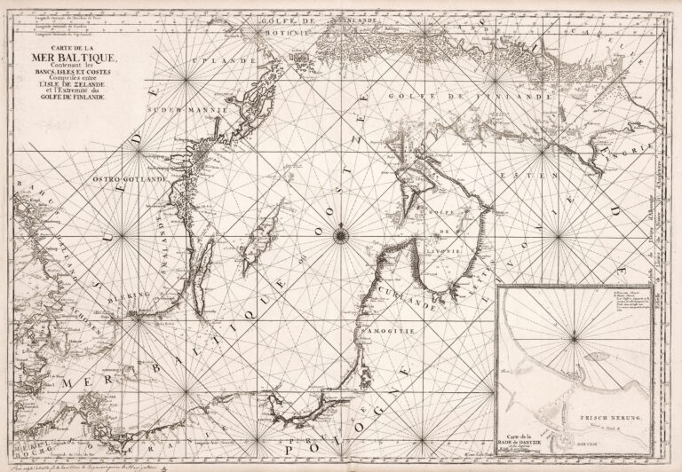 "Carte de la Mer Baltique Contenant les Bancs, Isles, et Costes Comprises entre L'Isle de Zelande et l'Extremite du Golfe de Finlande. [inset] Carte de la Rade de Dantzik,"