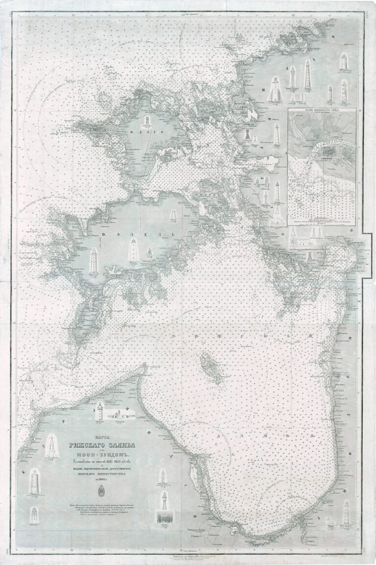 "КАРТА РИЖСКОГО ЗАЛИВА С МООН-ЗУНДОМ, СОСТАВЛЕНА С ОПИСЕЙ 1843-1859"