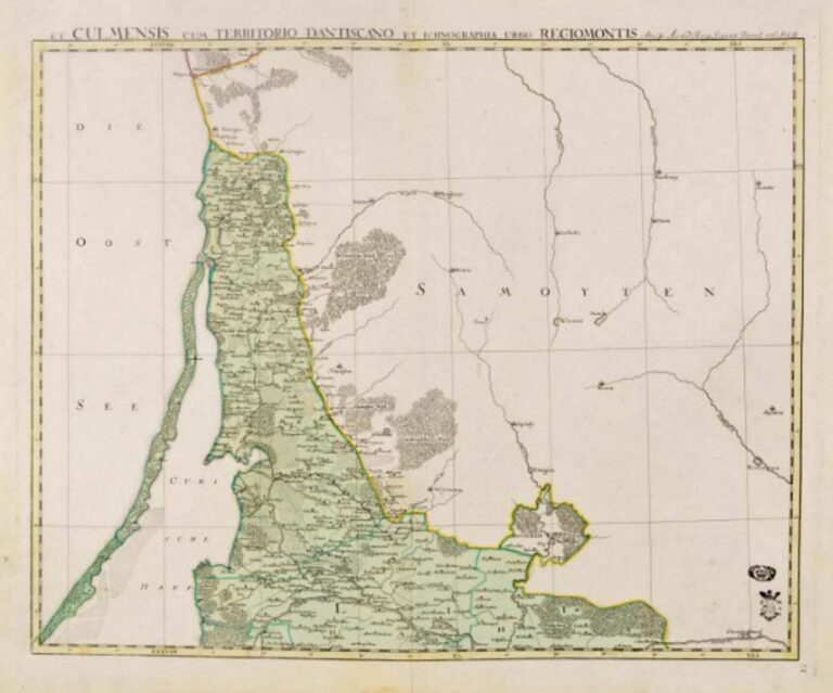 "Regnum Borussiæ episcopatus Warmiensis, palatinatus Mariaeburgensis et CULMENSIS cum TERRITORIO DANTSICANO et ichnographia urbis REGIOMANTIS Ausp. Acad. Reg. Scient. Ber. N.p. 1763,"