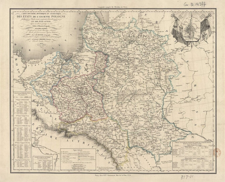 "Carte routière, historique et statistique des Etats de l'ancienne Pologne...et son état actuel depuis son dernier partage en 1815."