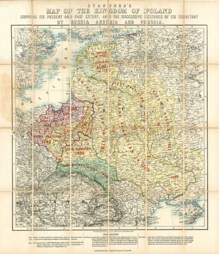 "Map of the Kingdom of Poland, Showing its Present and Past Extent..."(1658-1815)