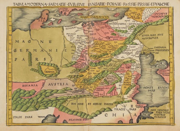 Tabvla Moderna Sarmatiæ Evr Sive Hvngariæ, Poloniæ, Rvssiæ, Prvssiæ et Valachiæ (www.raremaps.com)