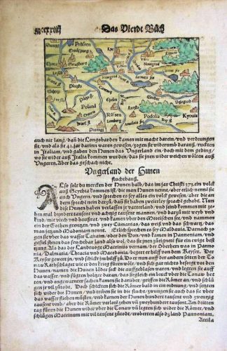 "Das vierdt buch." A miniature German-language "Cosmographia" atlas page.